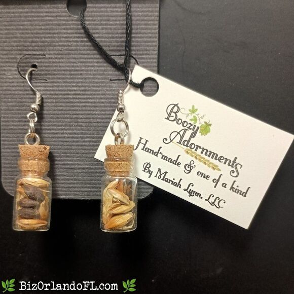 HANDCRAFTED: Boozy Adornments Hops & Grains Earrings & Necklace Set *RARE & NWT* - Picture 3 of 7